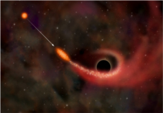 an artist's seculation on what a black hole would do to a star